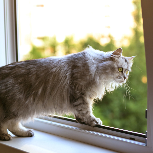 Cat proof mesh fitted to an open window